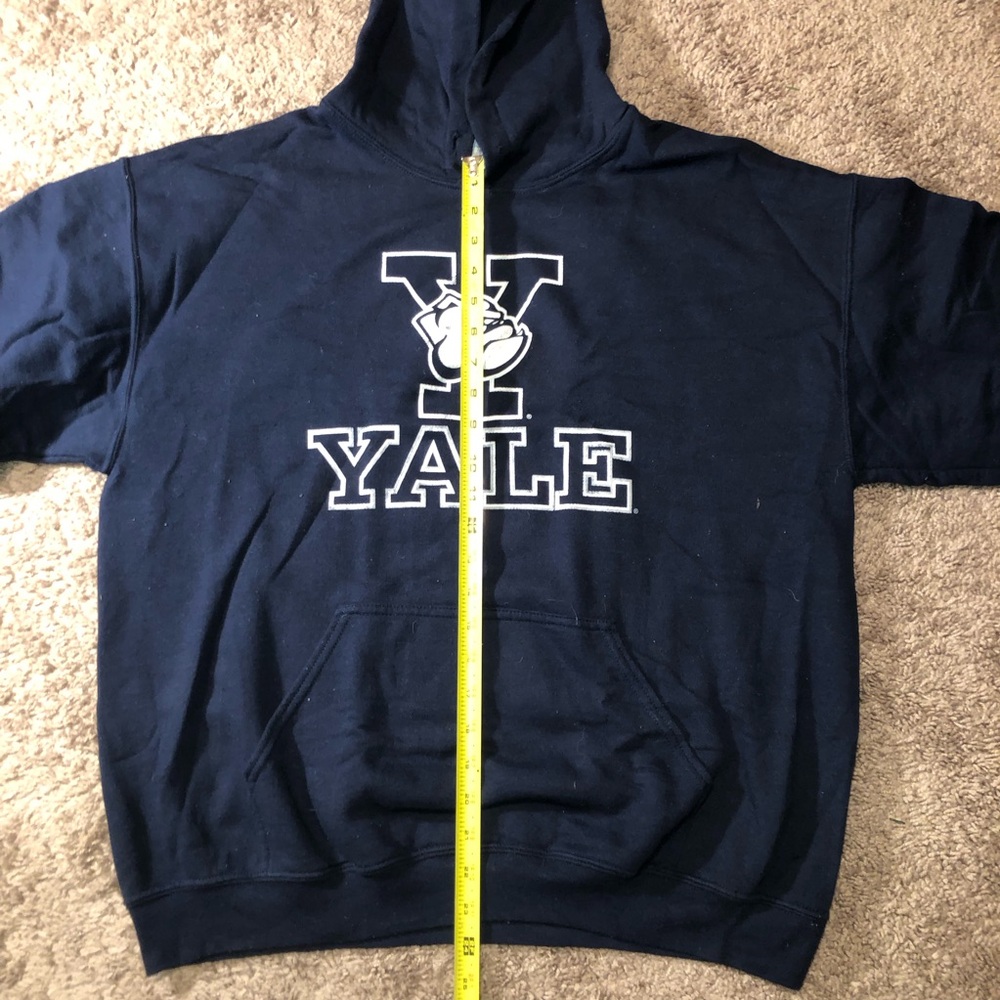 Vintage Yale Bulldogs Hoodie Adult Size Large Navy Sweatshirt Fall Winter Warm - Picture 8 of 14